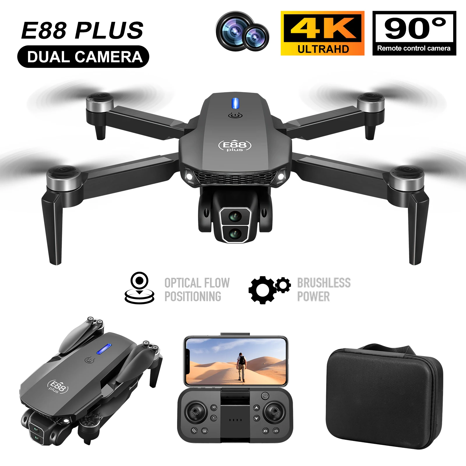 Drone Camera 4K - Yeni E88 Plus Quadcopter Drone: 90